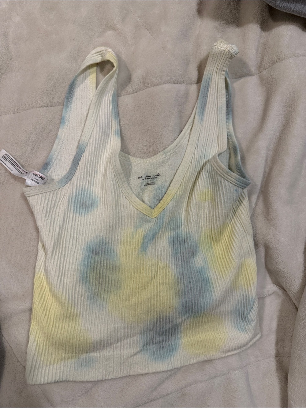 Urban Outfitters Yellow & Blue Ribbed V-Neck Tank